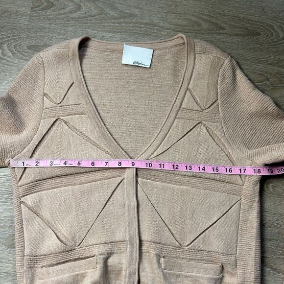 3.1 PHILLIP LIM | Folded Triangle Tan Cream Wool Cardigan - Picture 7 of 9